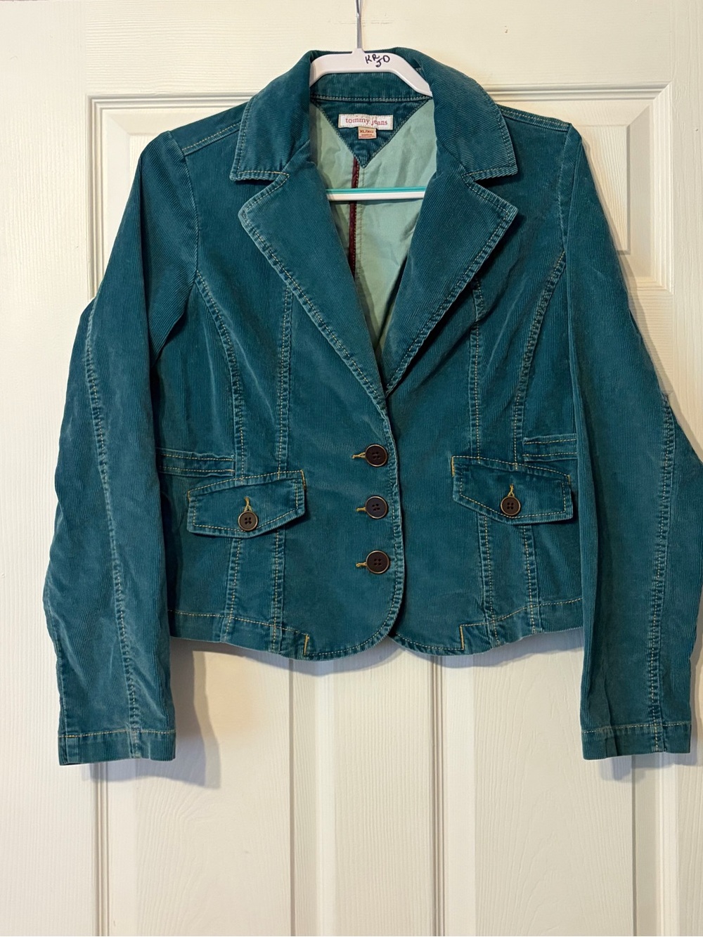 Vintage Tommy Jeans teal corduroy jacket